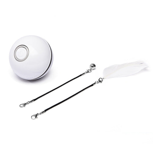 Side view of glossy pink auto-rolling toy ball.