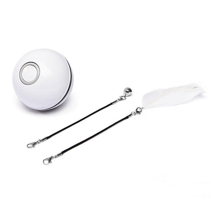 Side view of glossy pink auto-rolling toy ball.