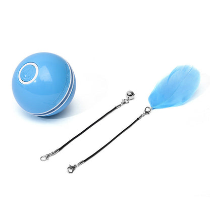 Blue interactive ball set with two feather teaser wands.