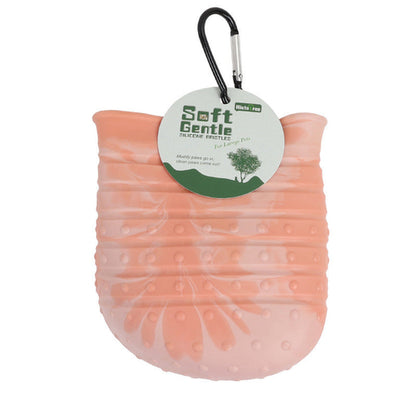 Soft Gentle peach paw cleaner cup with clip, textured silicone body.