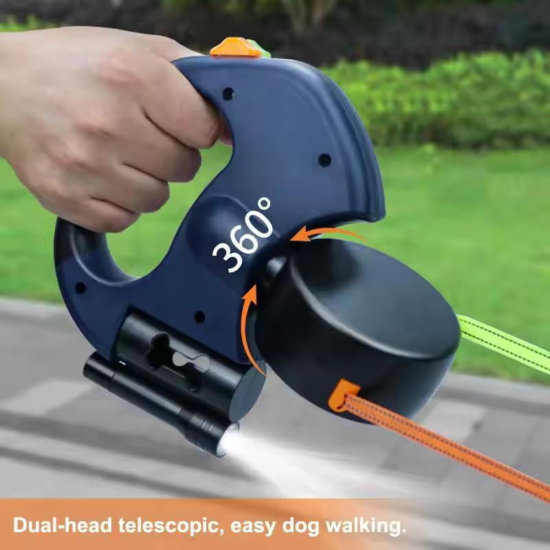 Tangle-Free Dual Dog Leash with 360° Swivel Head – for 2 Small to Medium Dogs (30 Lbs), 10Ft Retractable Leash, Lightweight Anti-Wear Handle,